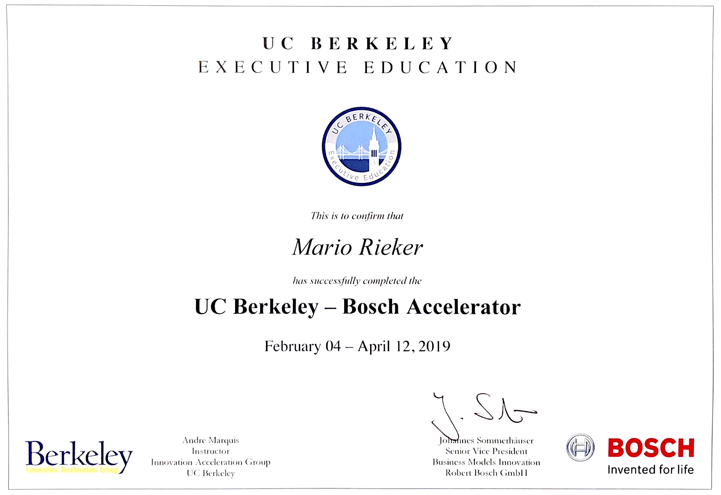 Accelerator Certificate